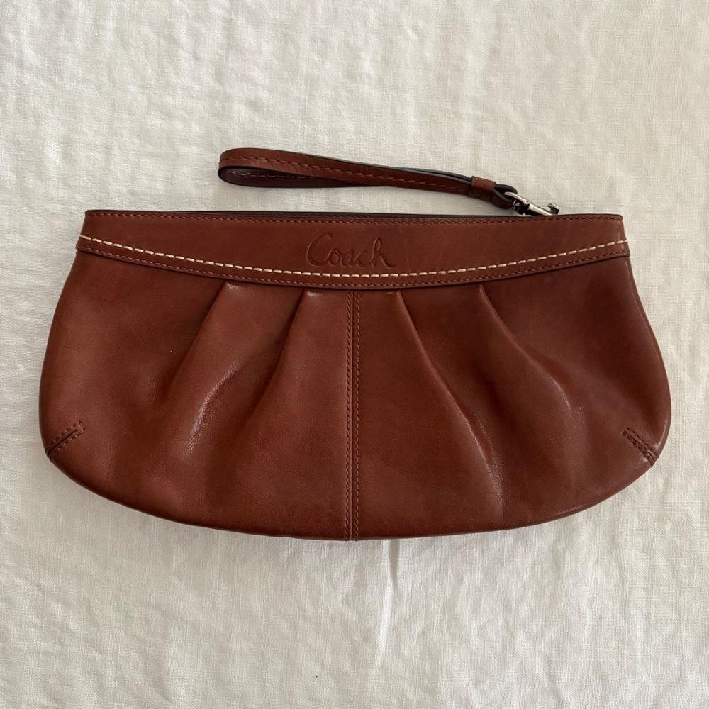 Coach Ashley Leather Clutch Purse Wristlet Organizer Burnt Orange F13734